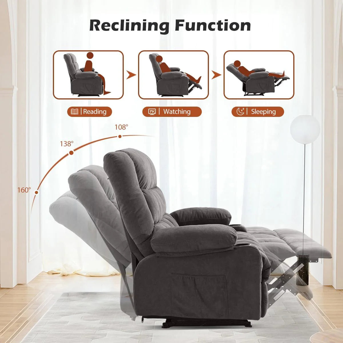 Recliner Loveseat with Cup Holders for Living Room