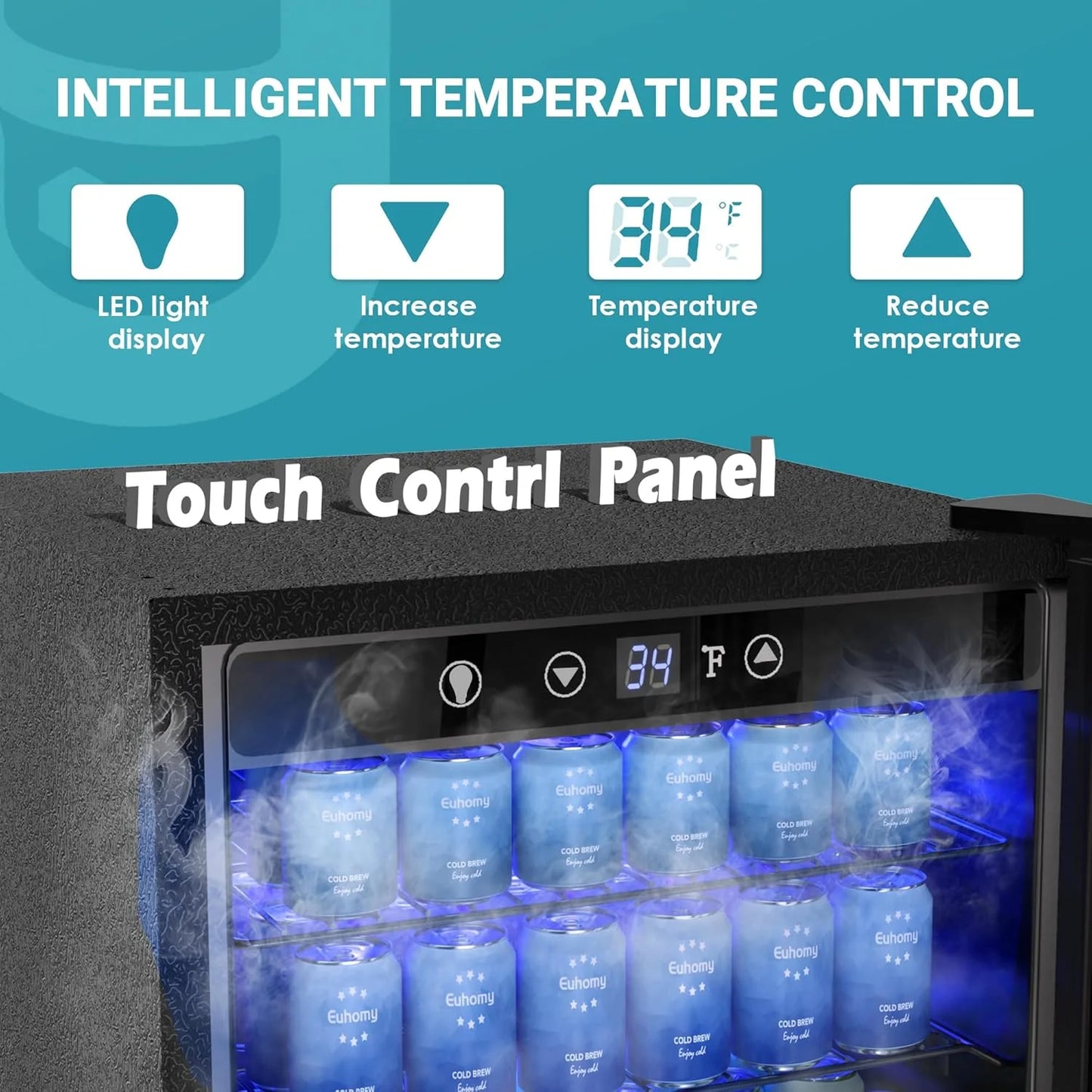 EUHOMY Beverage Refrigerator Cooler, 130 Can Mini Fridge with Glass Door for Soda Beer or Wine, Beverage Cooler for Home, Office, Bar with Adjustable Removable Shelves, Silver