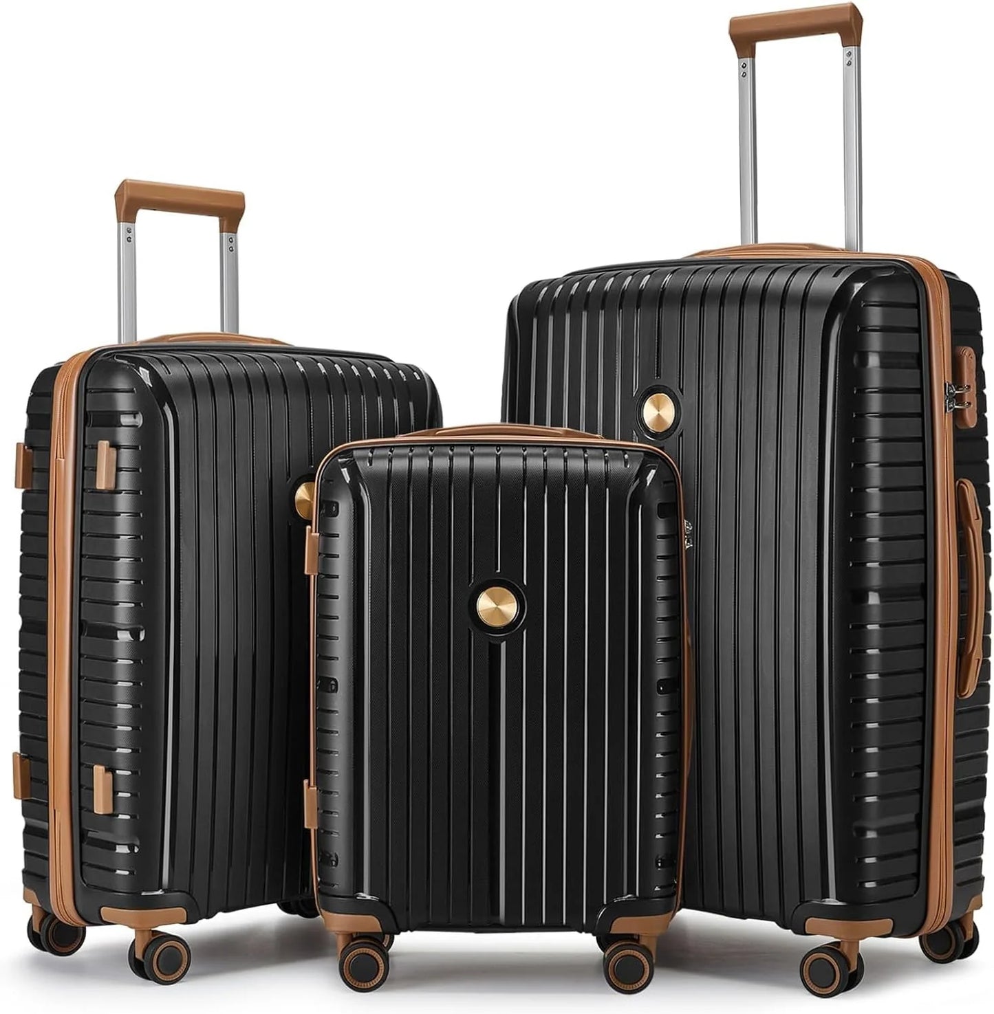 5-piece PP hardshell lightweight travel carry-on luggage set with dual spinner wheels and TSA lock