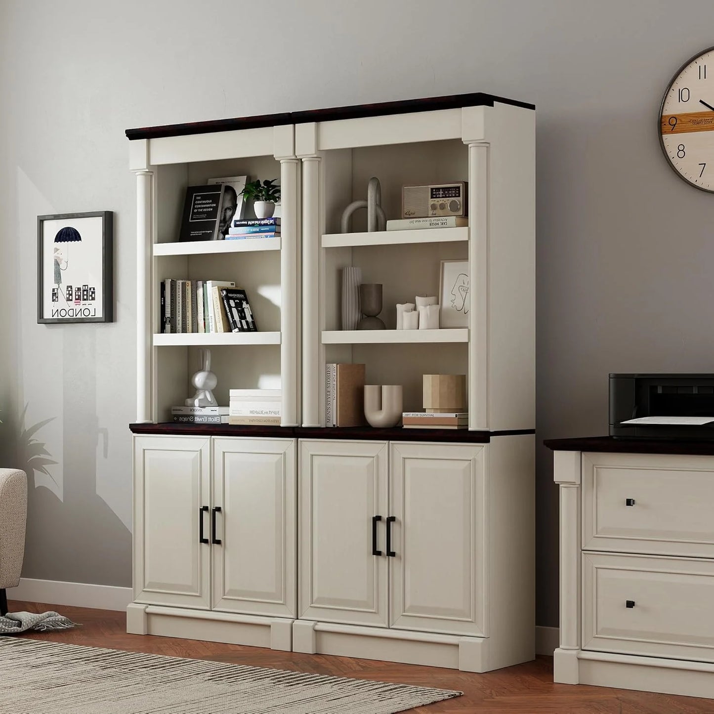 70-Inch Tall White Bookcase 5 Tiers Shelves Open Storage Bookshelf