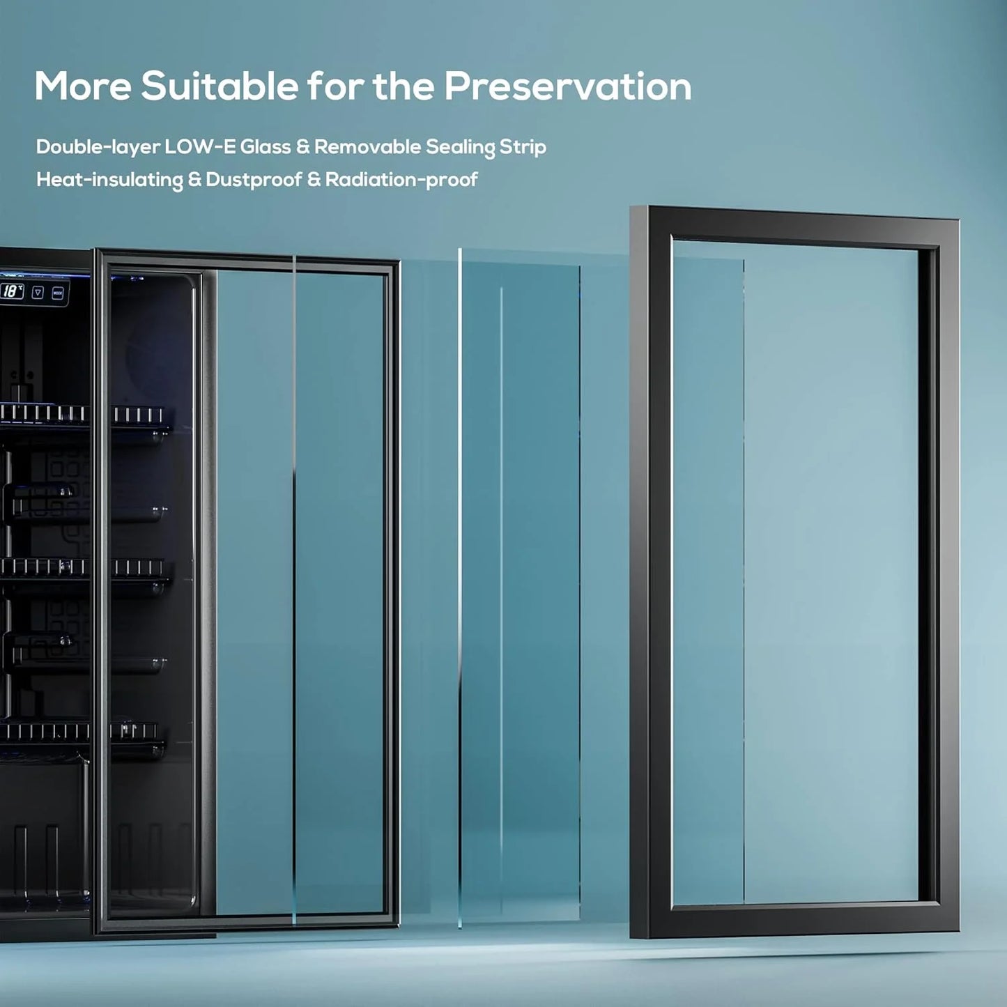 Beverage Refrigerator Cooler-120 Cans Freestanding Mini Fridge Cooler with Glass Door, Adjustable Shelves & Digital Temperature Display for Soda, Wine or Beer (Black, 3.2 Cu.Ft)