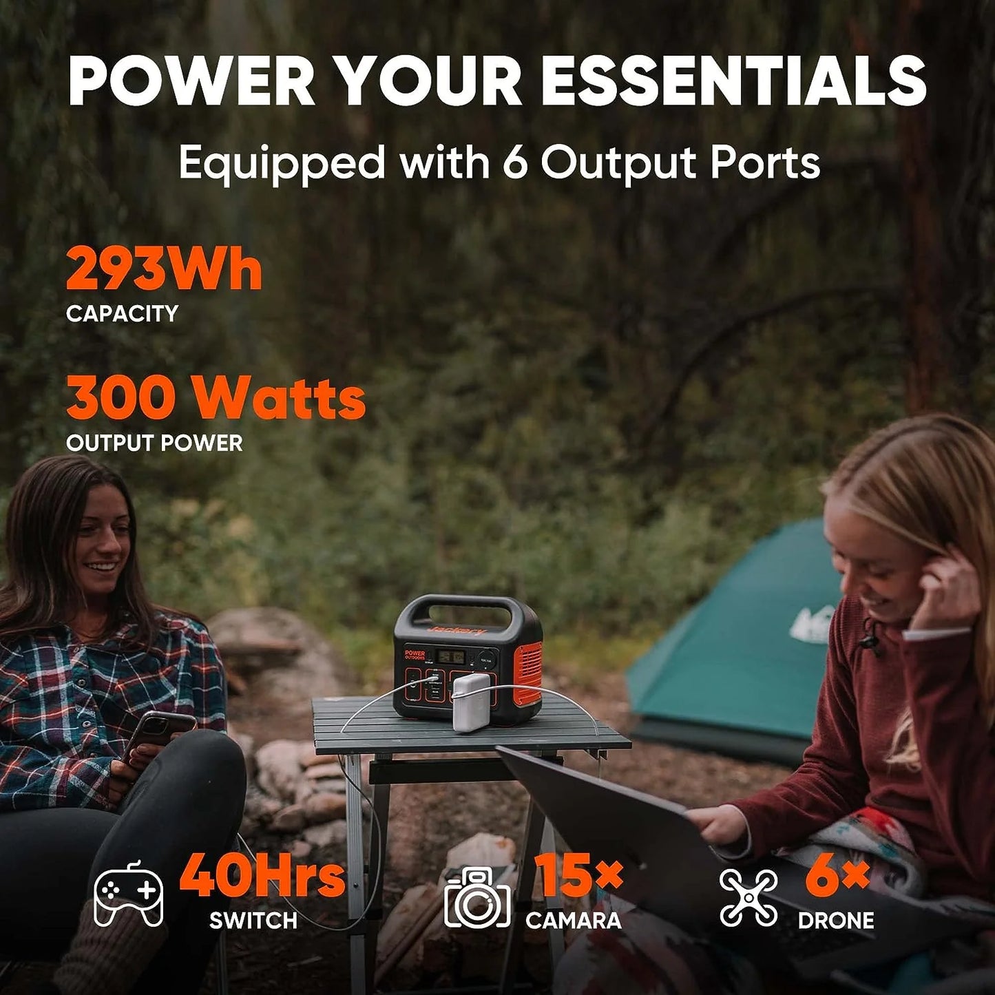 Portable Power Station Explorer 300, 293Wh Backup Lithium Battery, Solar Generator for Outdoors Camping Travel Hunting Blackout (Solar Panel Optional)