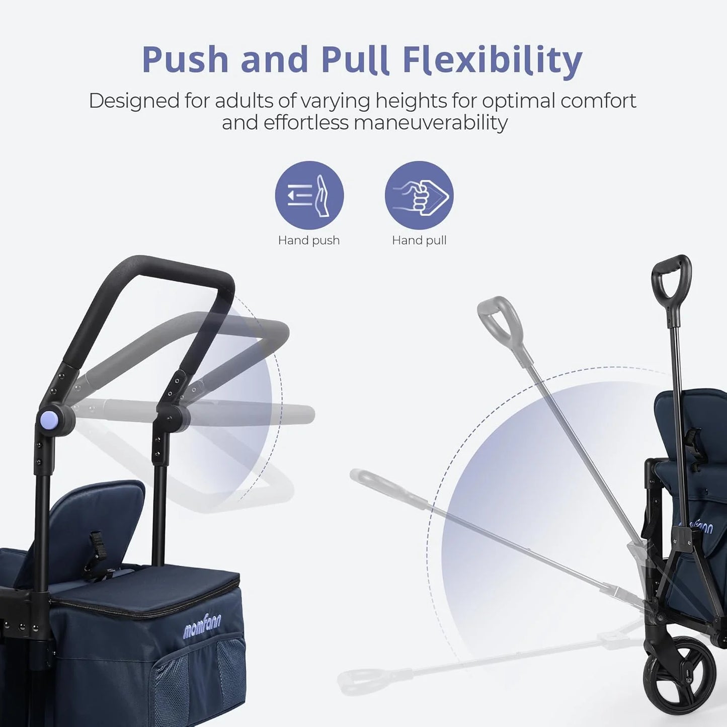 Stroller Wagon for Kids, Wagon Stroller Toddlers 2 Seaters, All-Terrain Baby Wagon Outdoor with Canopy, Parent Organizer, Adjustable Handle & Pull Bar for Infants and Toddlers, Gray