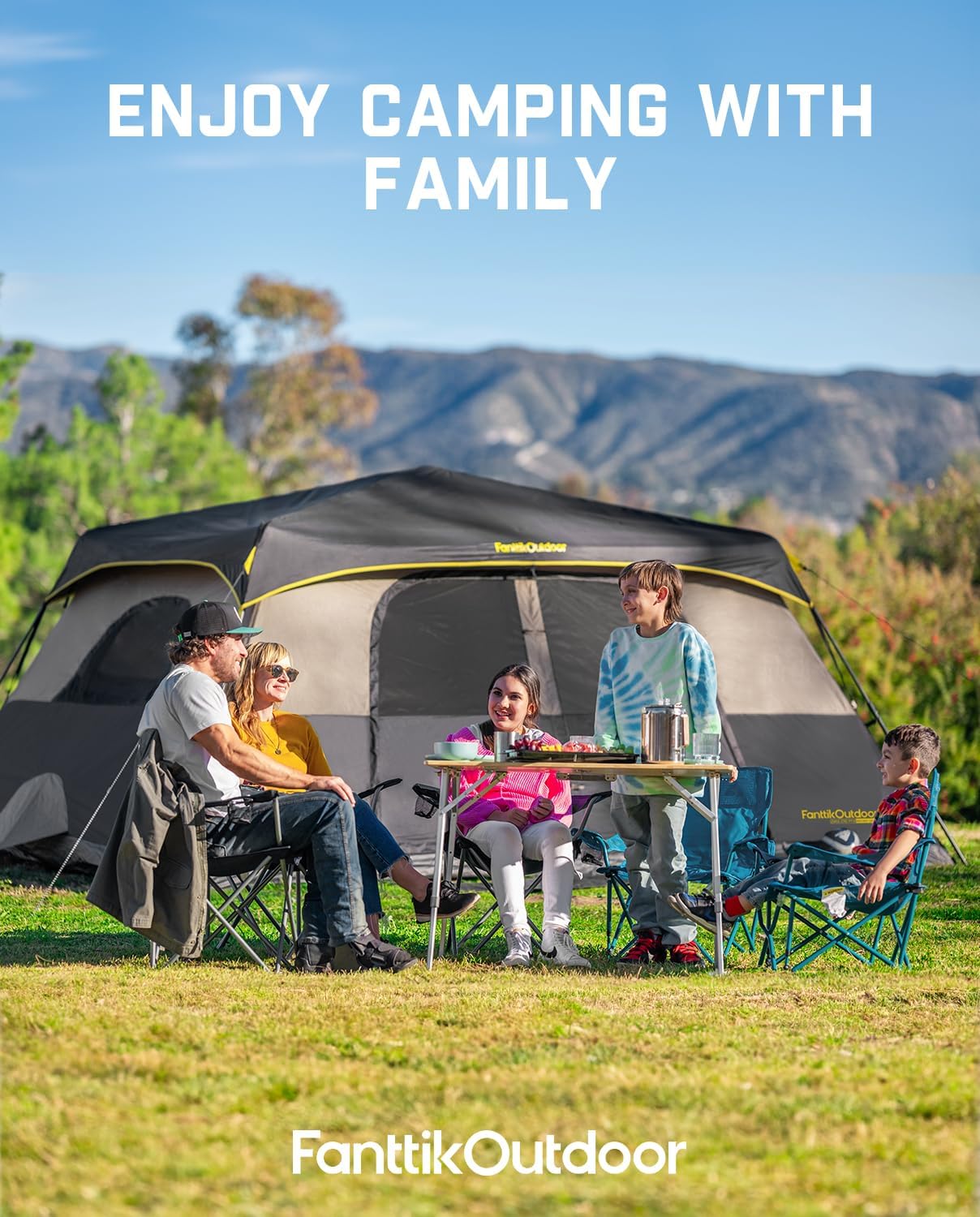 Portable camping tent for 4/6/8/10 people with instant cabin and rainproof and windproof