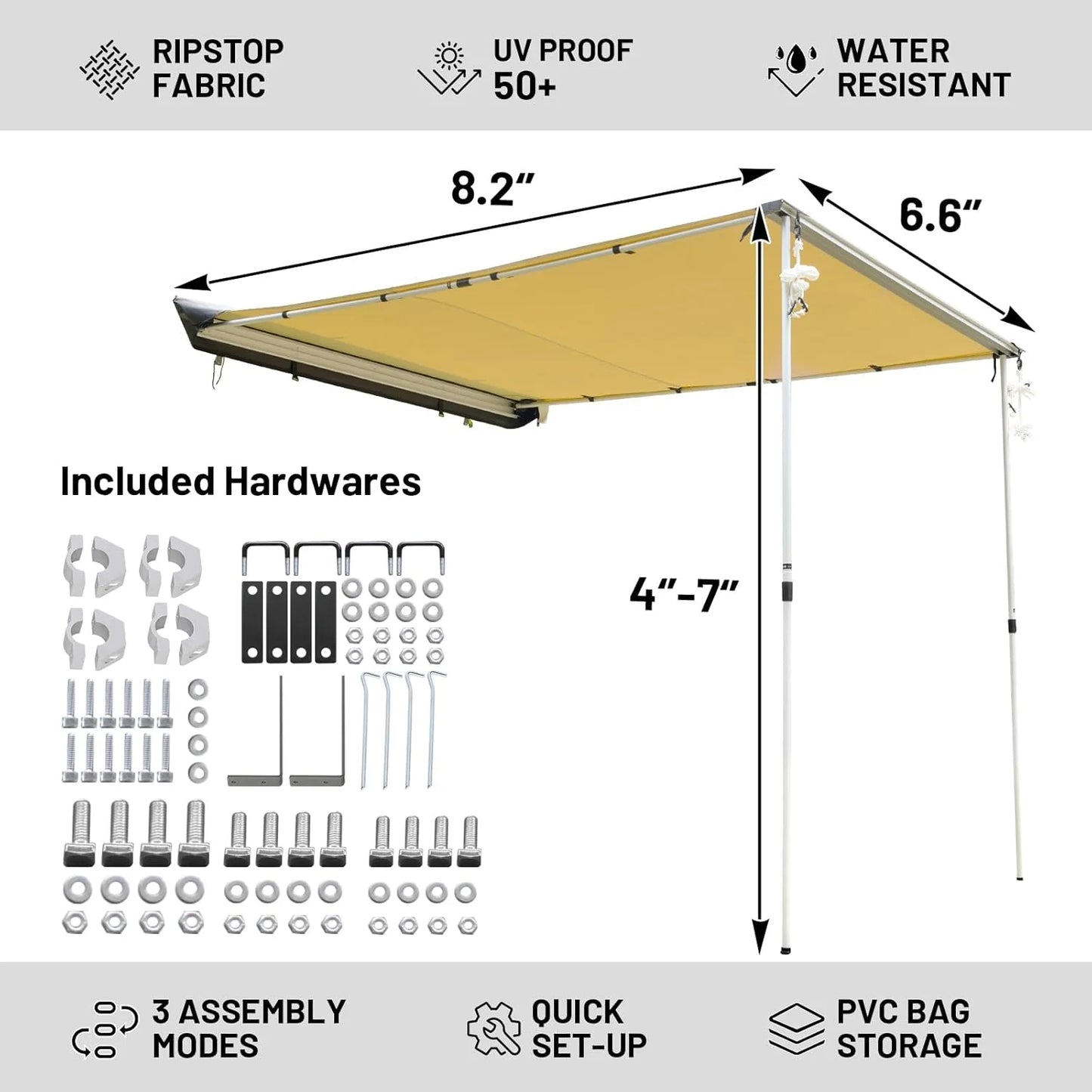 8.2 x 6.5 ft. Waterproof Car Awning for Campers and Trucks
