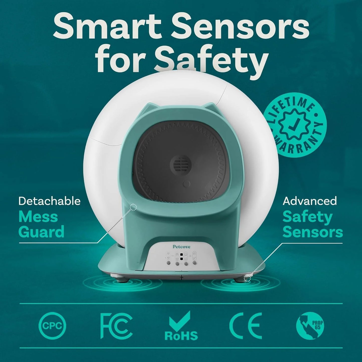 Self Cleaning Litter Box with Auto Safety Sensors for Multiple Cats - Automatic Cat Litter Box Self-Cleaning - Covered Odor Removal with APP Control - Compatible On All WiFi