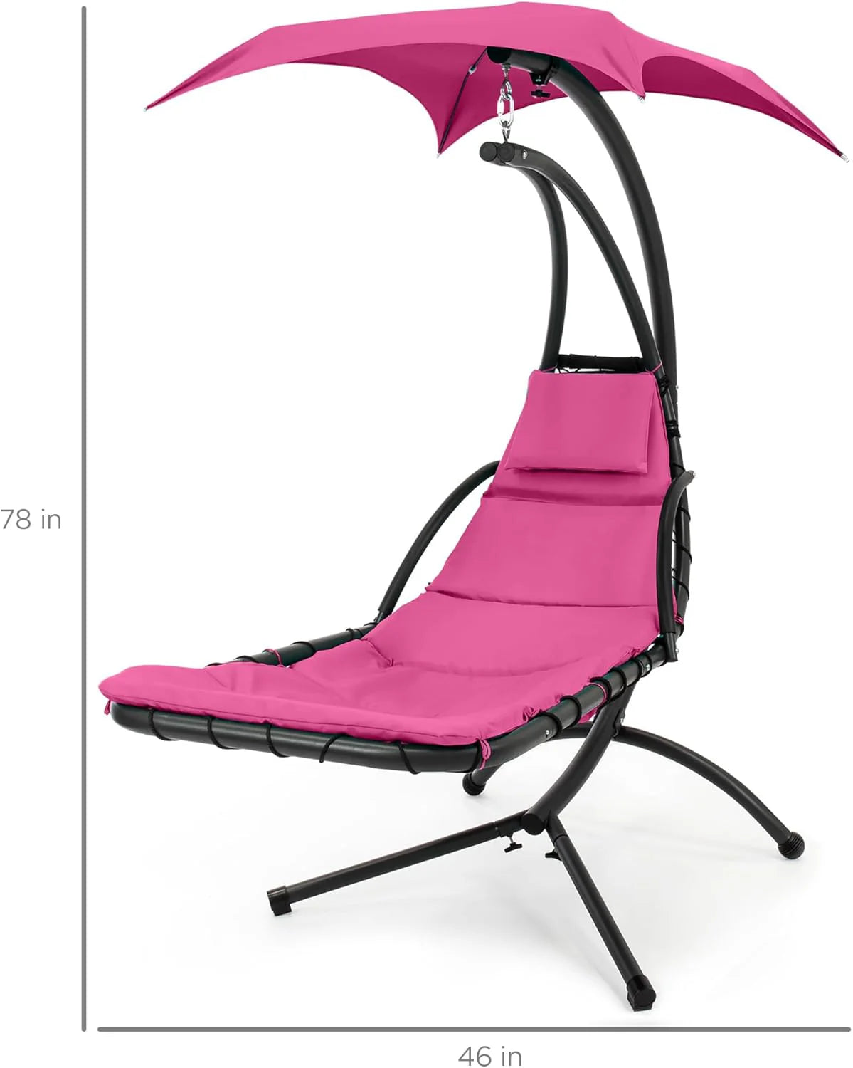 Best Choice Products Outdoor Hanging Curved Steel Chaise Lounge Chair Swing w/Built-in Pillow and Removable Canopy - Teal