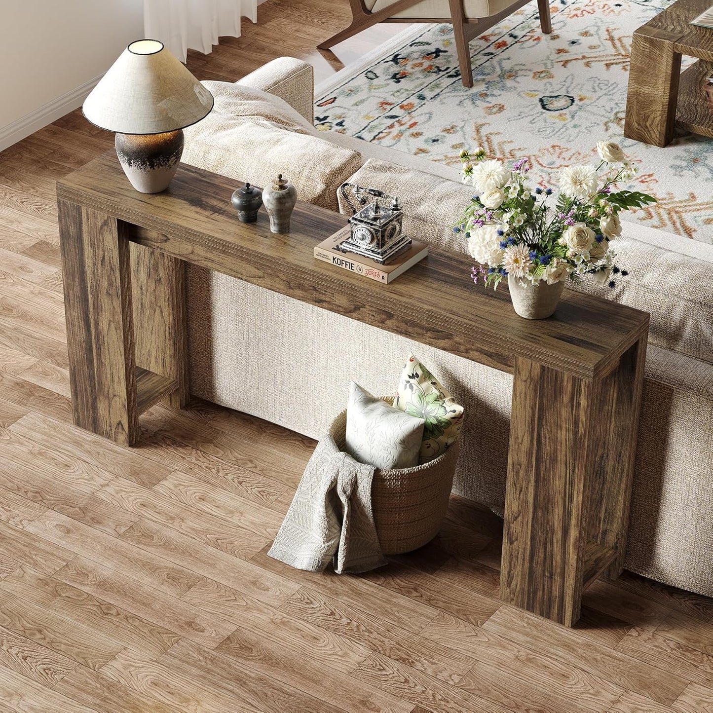 70.9-Inch Long Console Table Narrow Sofa Table Behind The Couch
