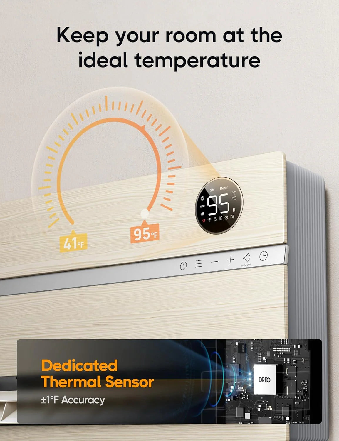 Smart wall mounted heater, bedroom electric heater, 1500W adjustable thermostat 24-hour timer easy to install indoor heater