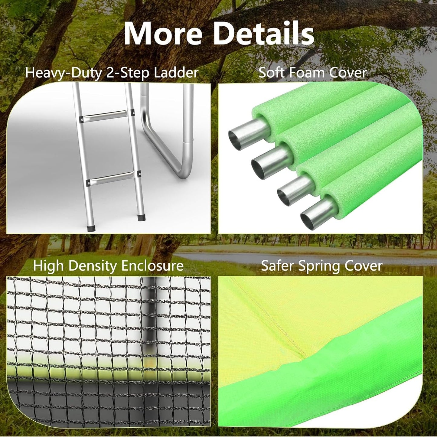 AOTOB 8FT 10FT 12FT 14 FT 15FT Trampoline with Safety Enclosure Net，Outdoor Trampoline with Basketball Hoop, Heavy Duty Jumping Mat and Spring Cover Padding for Kids and Adults, Storage Bag and Ladder