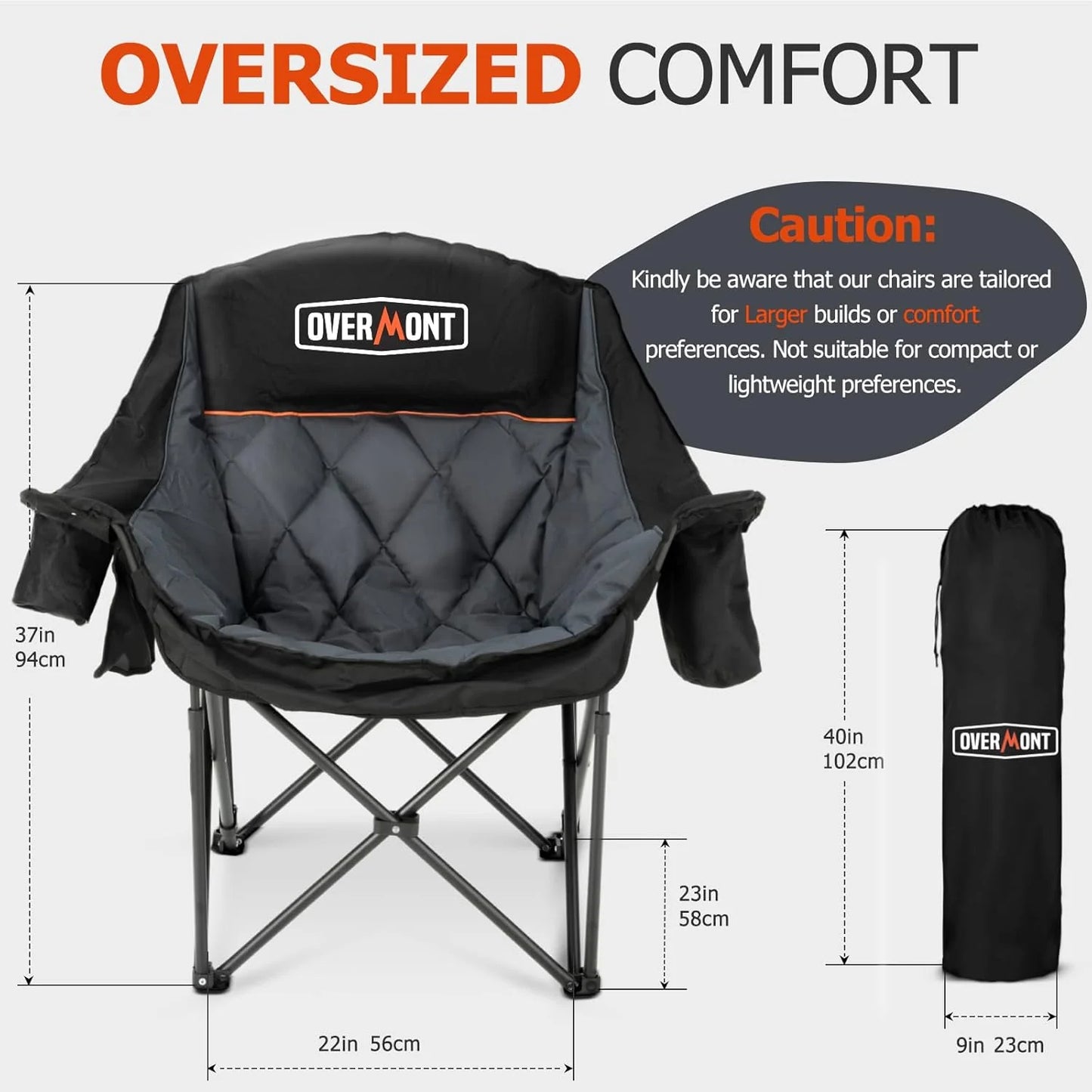 Extra Large Double Camping Chair - 2 Person Comfortable Sofa Chair Adult Loveseat - Heavy Duty Lawn Chair