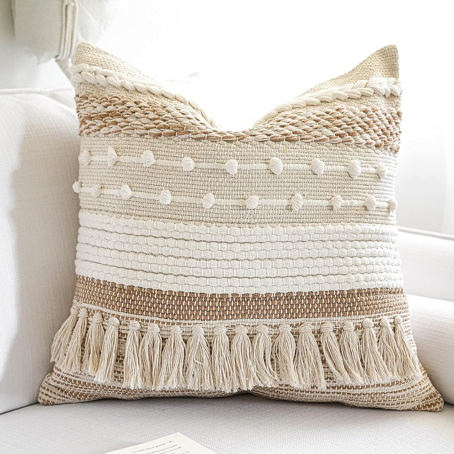 Blue Boho Decorative Throw Pillow Cover 20x20