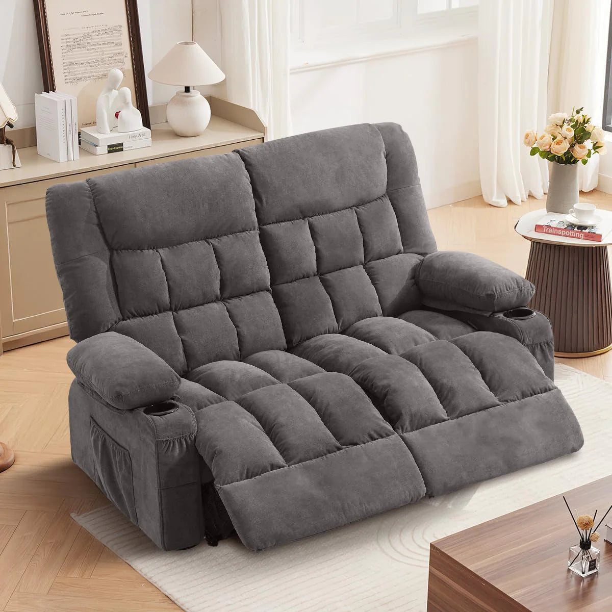 Recliner Loveseat with Cup Holders for Living Room