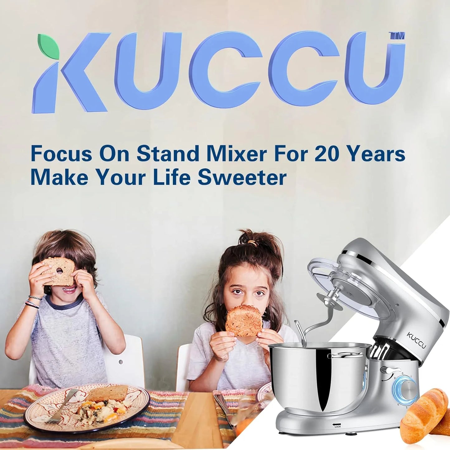 Stand Mixer 6.5 Qt 660W 6-Speed Tilt-Head Food Dough Mixer, Kitchen Electric Mixer with Stainless Steel Bowl,Dough Hook,Whisk, Beater, Egg white separator