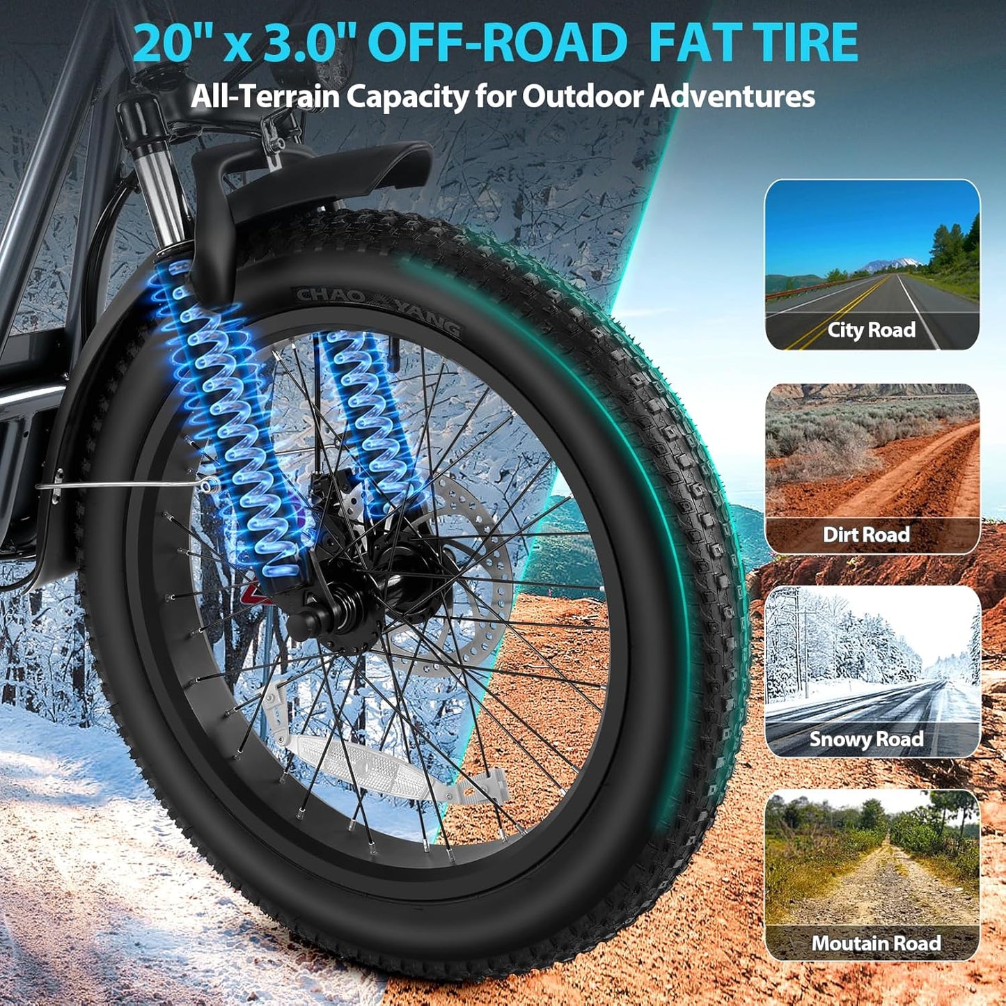 Caroma Peak 800W Foldable Adult Electric Scooter with 20-inch Wide Tires, 48V Battery, Basket, and Adjustable Seat