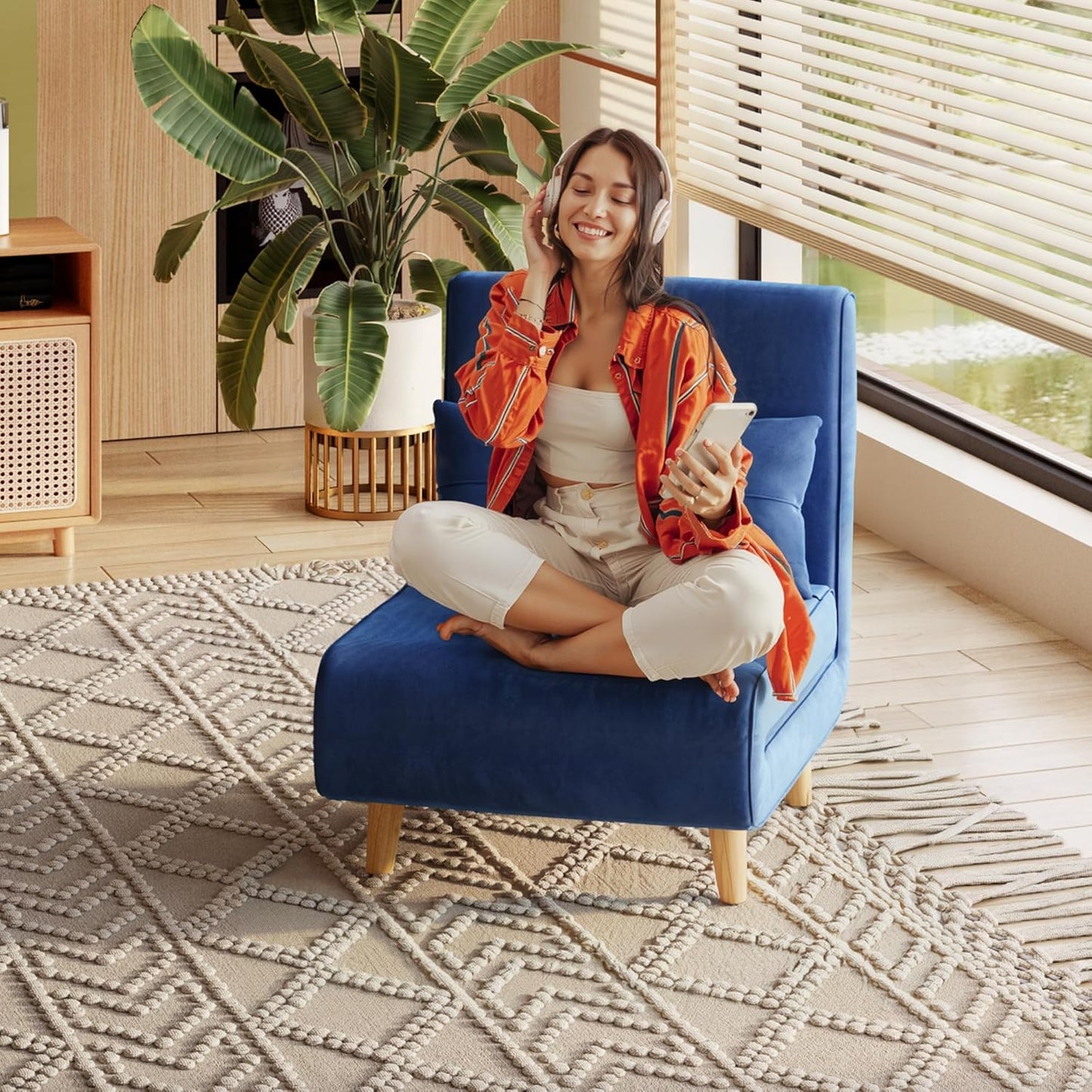 3-in-1 sleeper chair bed, convertible chair bed futon sofa with adjustable backrest