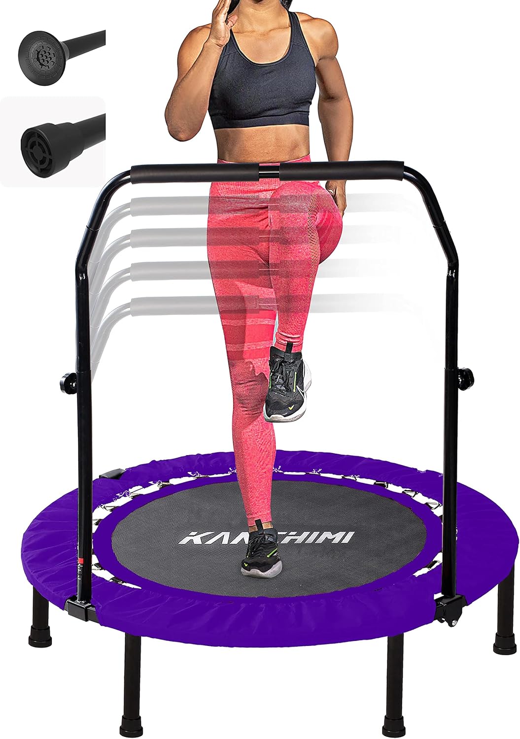 Kanchimi 40" 48" Folding Mini Fitness Indoor Exercise Workout Rebounder Trampoline with Handle, Max Load 330lbs