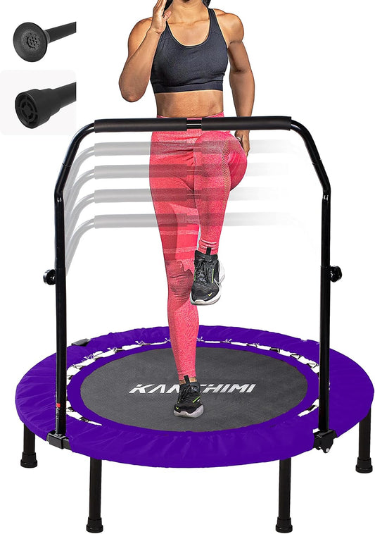 Kanchimi 40" 48" Folding Mini Fitness Indoor Exercise Workout Rebounder Trampoline with Handle, Max Load 330lbs