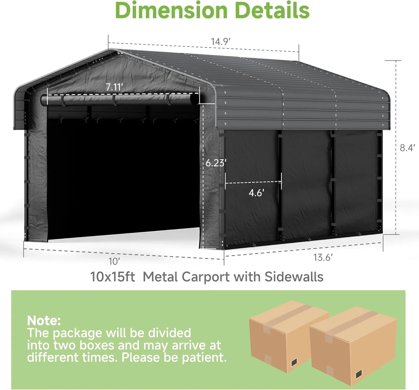 10'x15' Heavy Duty Metal Carport, Outdoor Garage Car Shelter Shade with Heavier Frame