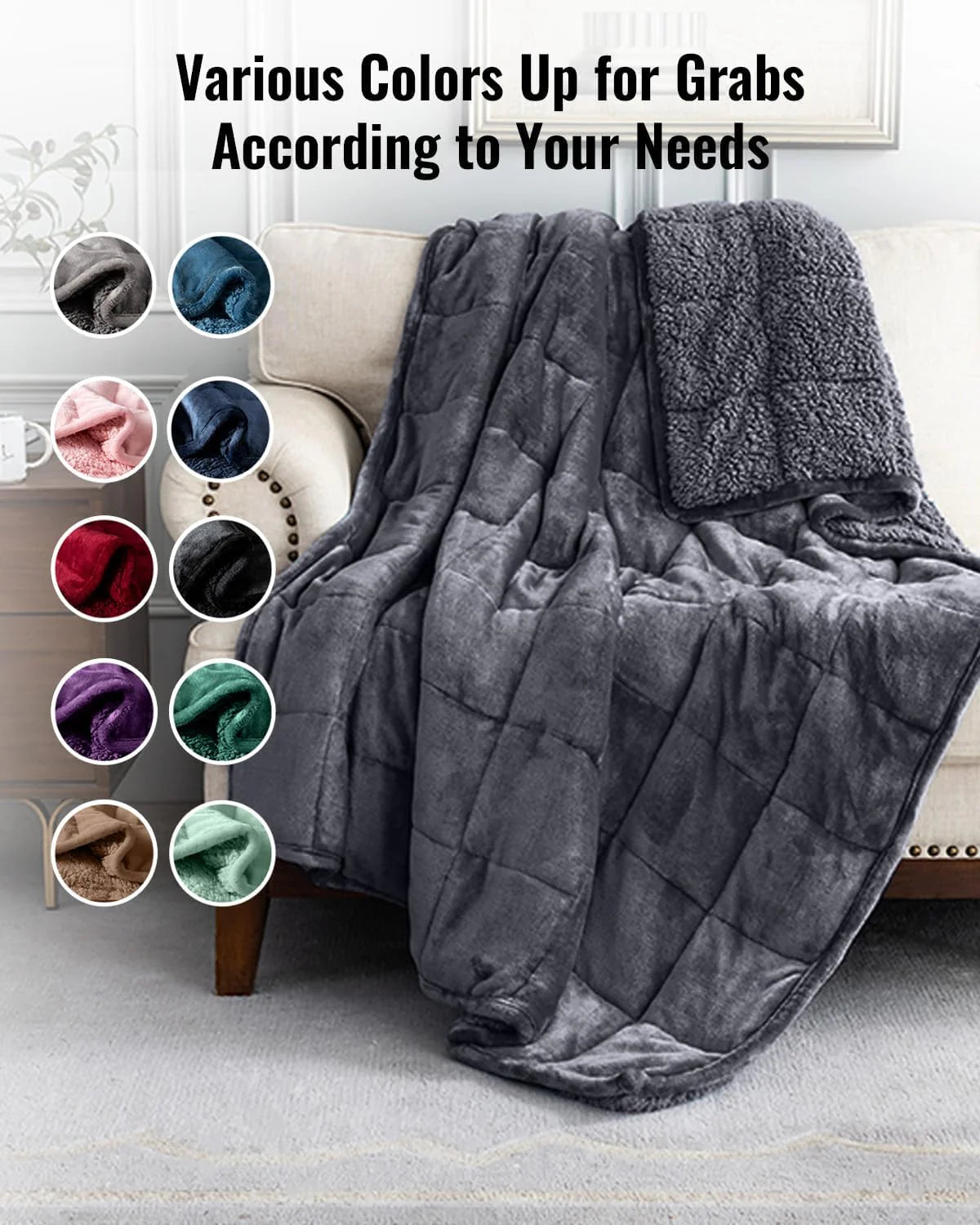 Weighted Blanket Queen Size 15lbs 60x80 inches with Soft Plush Fleece