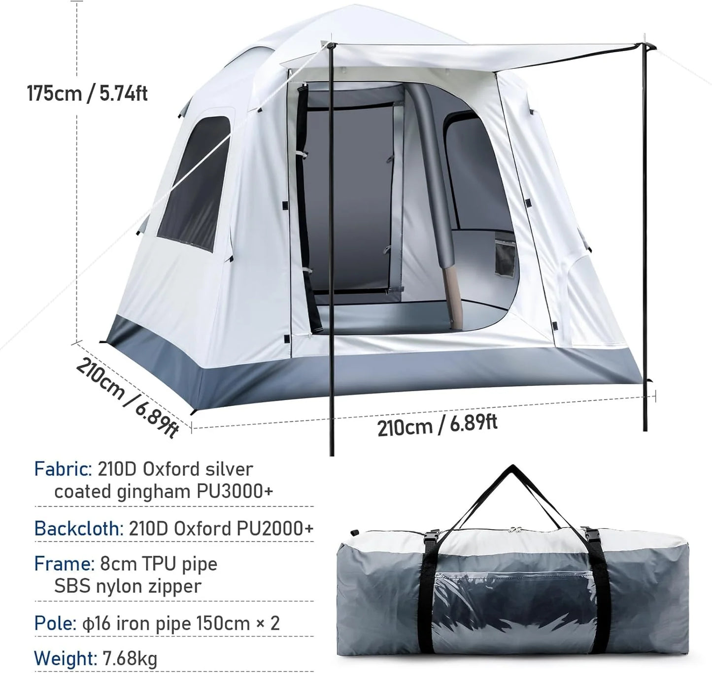 Automatic inflatable camping tent 3-4 people luxury camping adult waterproof inflatable house tent outdoor tent