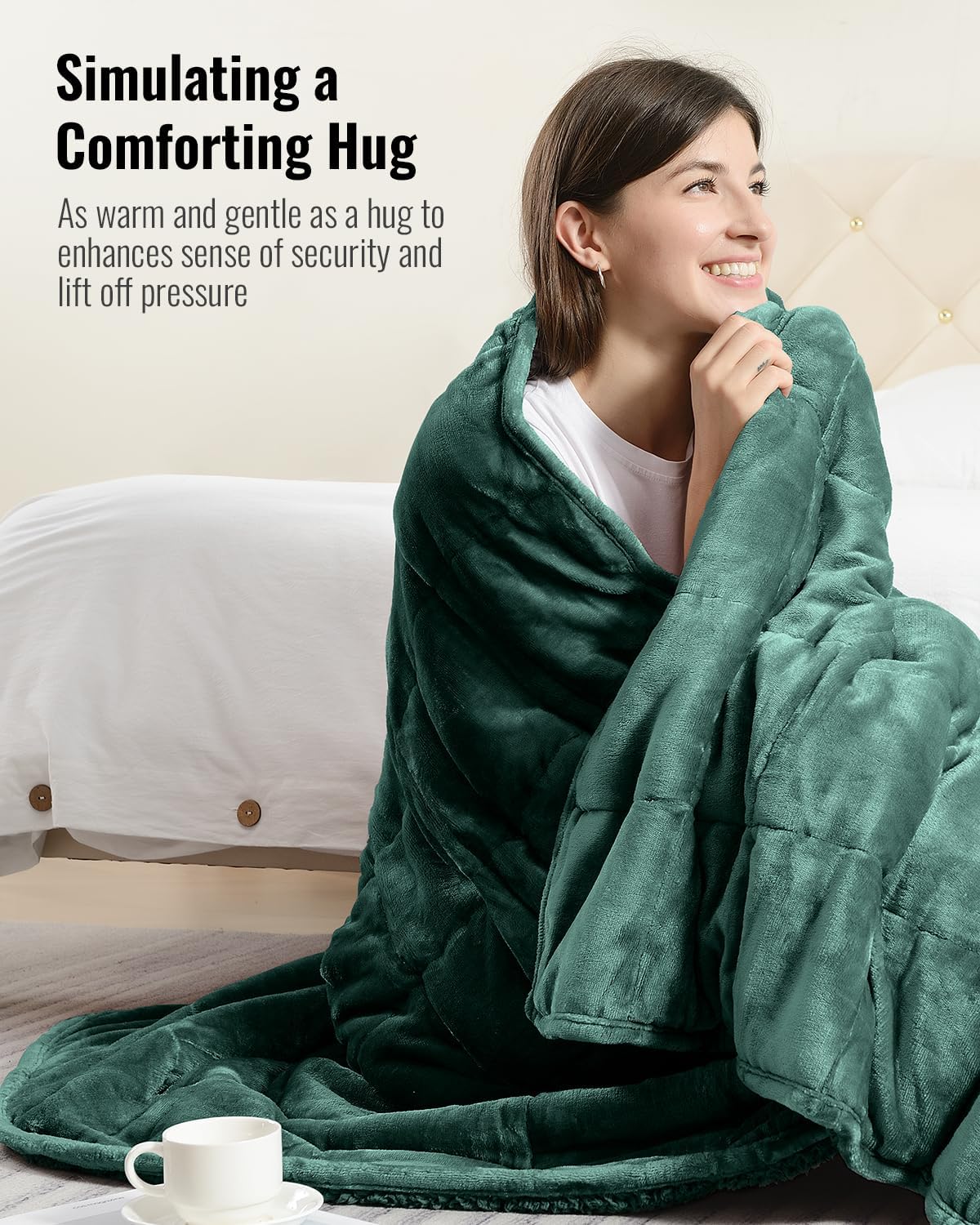 Weighted Blanket Queen Size 15lbs 60x80 inches with Soft Plush Fleece