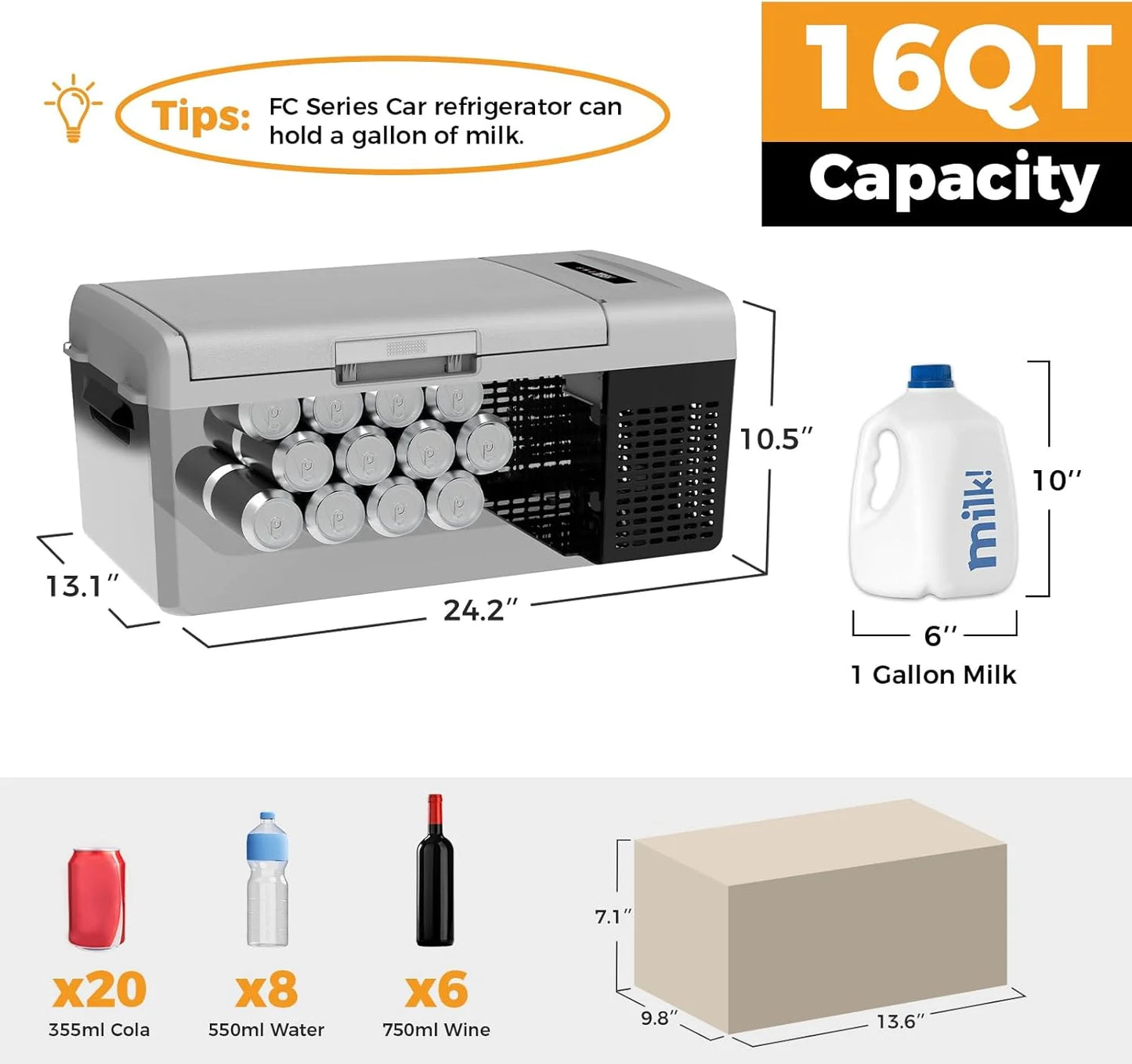 12V Refrigerator 21 Quart Portable Freezer 50 Hours Keep Cool,Electric Cooler for Vehicles Car Refrigerator 12V Portable Fridge for Car Camping Truck Van RV SUV Road Trip Travel RF20