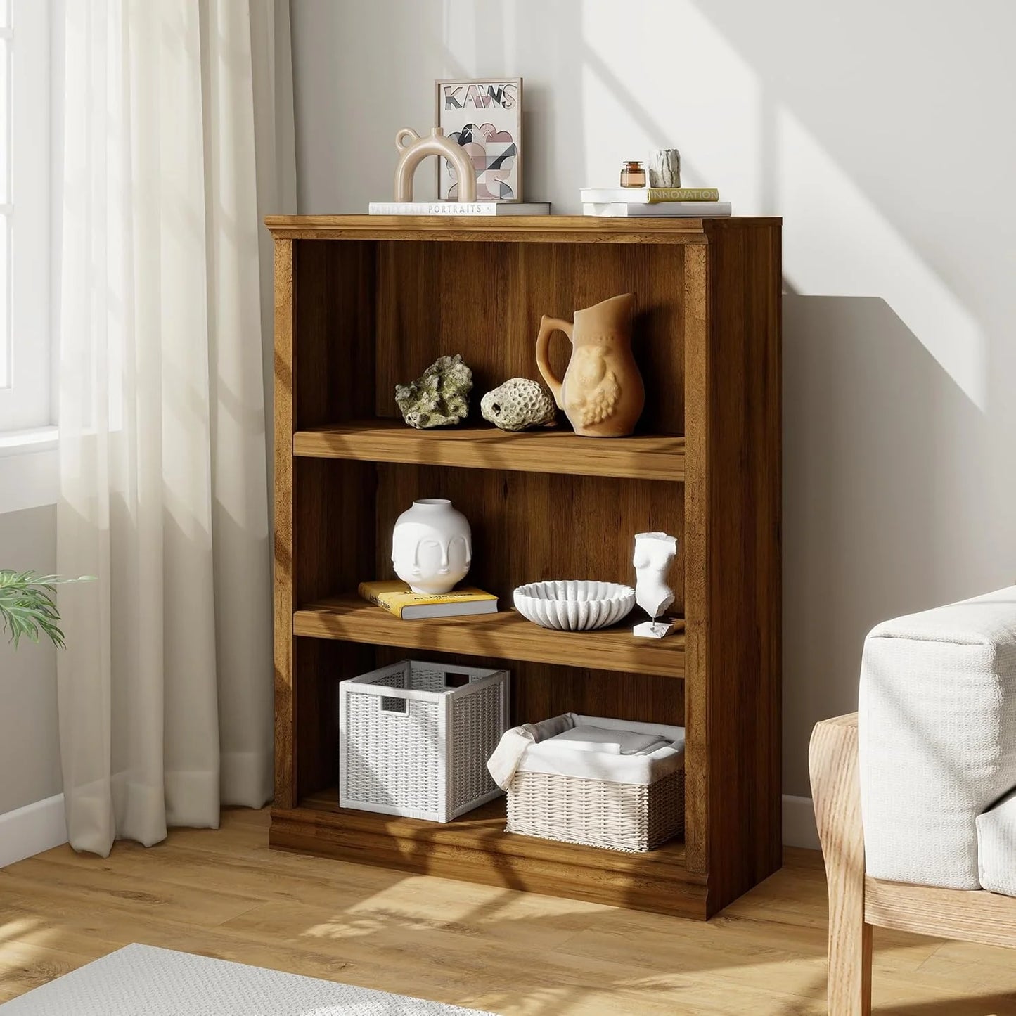 70-Inch Tall White Bookcase 5 Tiers Shelves Open Storage Bookshelf