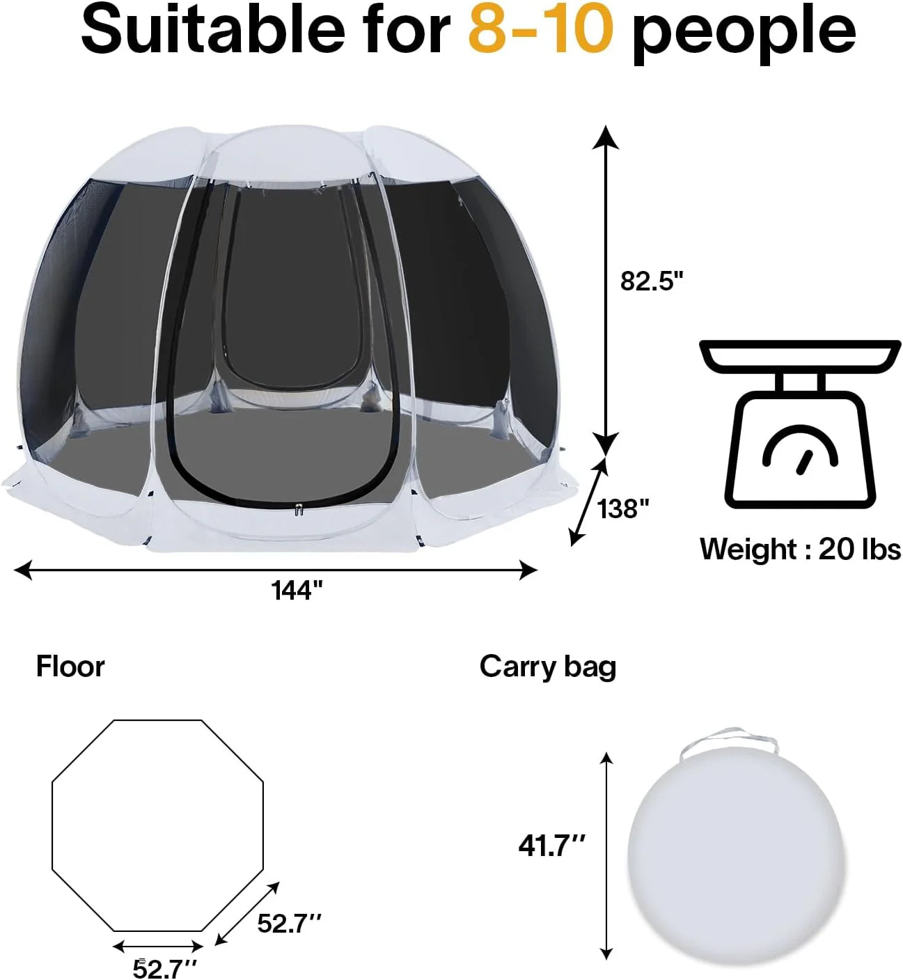 Pop Up Screen House Gazebo Tent with Mosquito Netting Sides