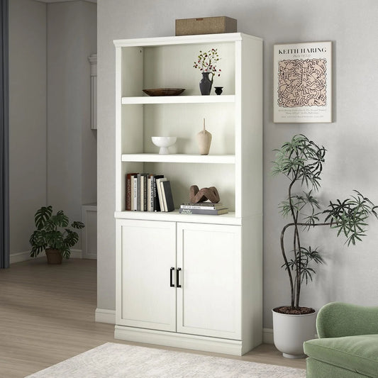 70-Inch Tall White Bookcase 5 Tiers Shelves Open Storage Bookshelf