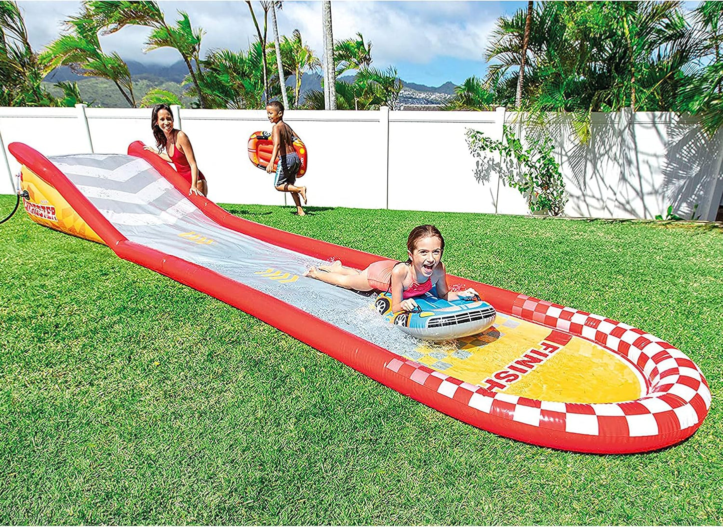 Intex 96" x 78" x 28" Inflatable Jungle Adventure Play Center Spray Kiddie Pool - Backyard Kids Water Slide, Outdoor Blow-Up Splash Pad for Toddlers