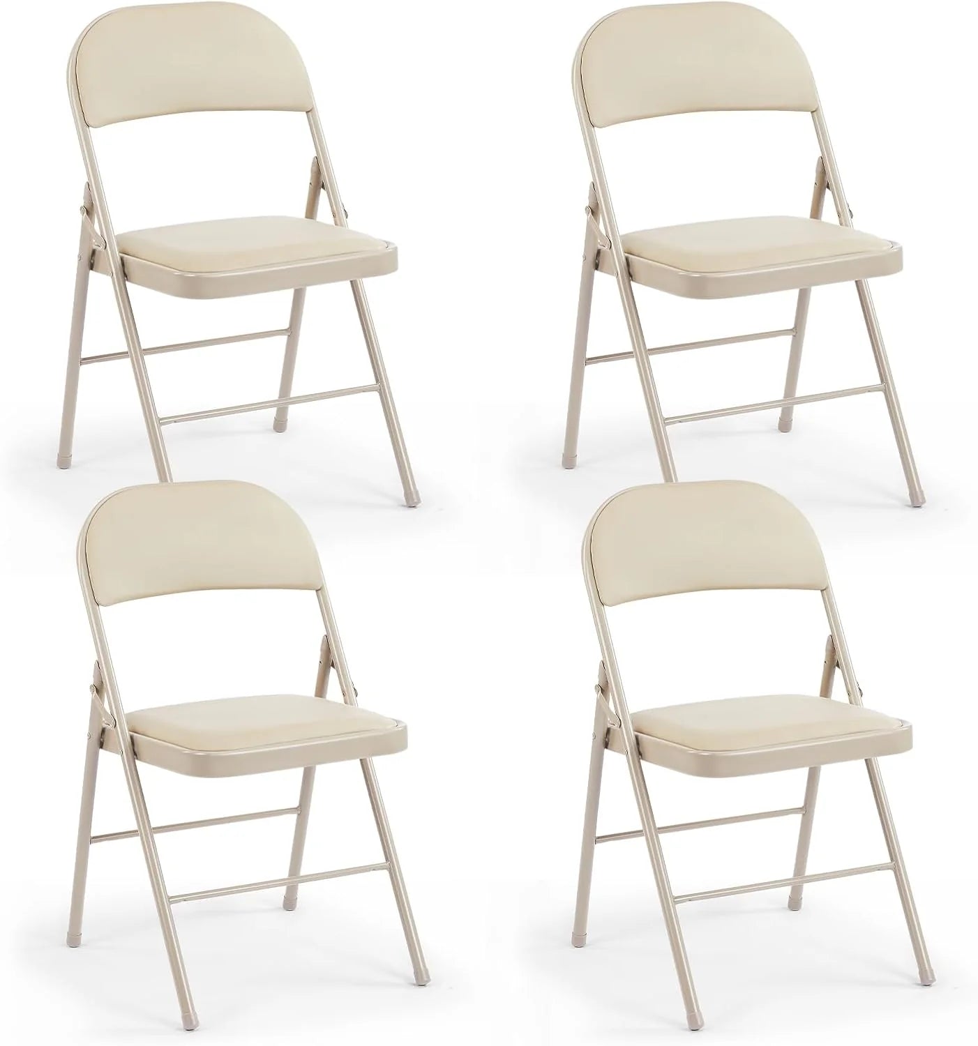 DUMOS 2 Pack Leather Padded Folding Chair, Indoor Outdoor Portable Stackable Commercial Seat