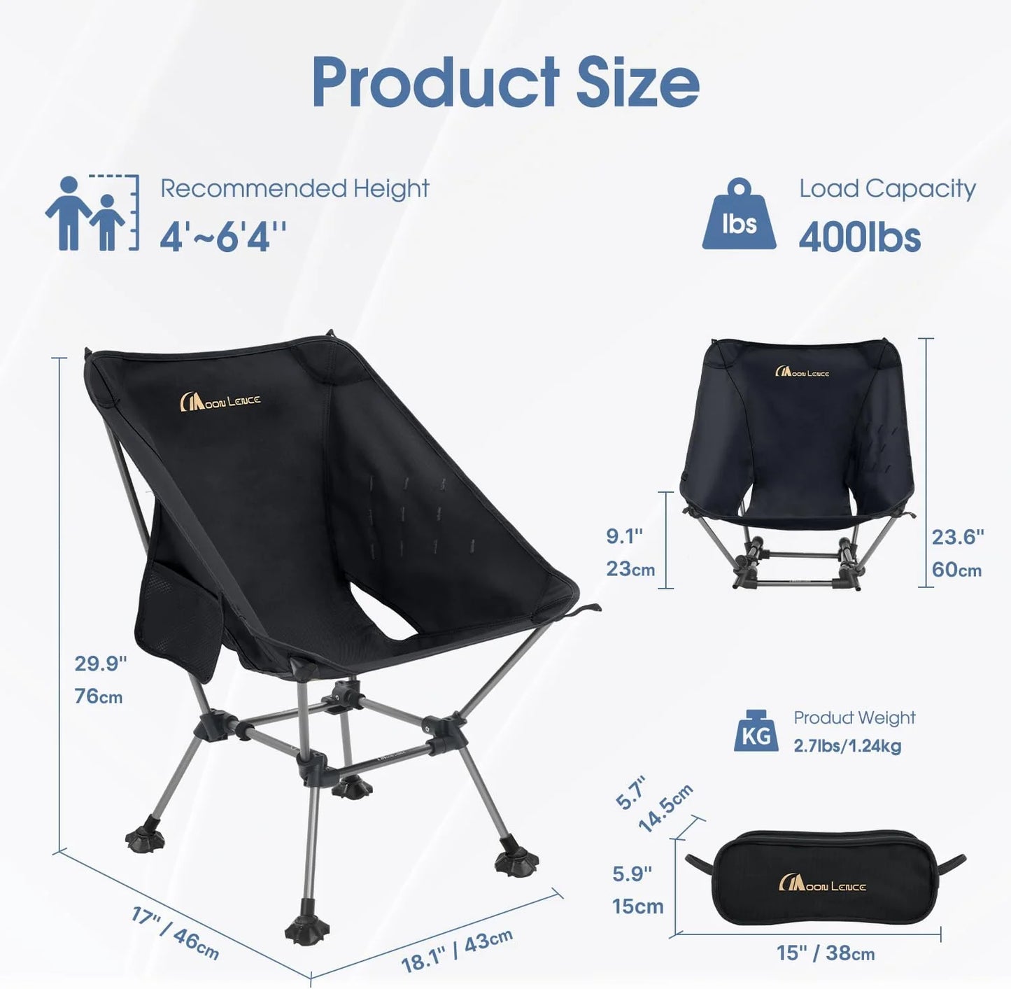 Portable Camping Chair Plus Folding Chair for Backpacking and Hiking