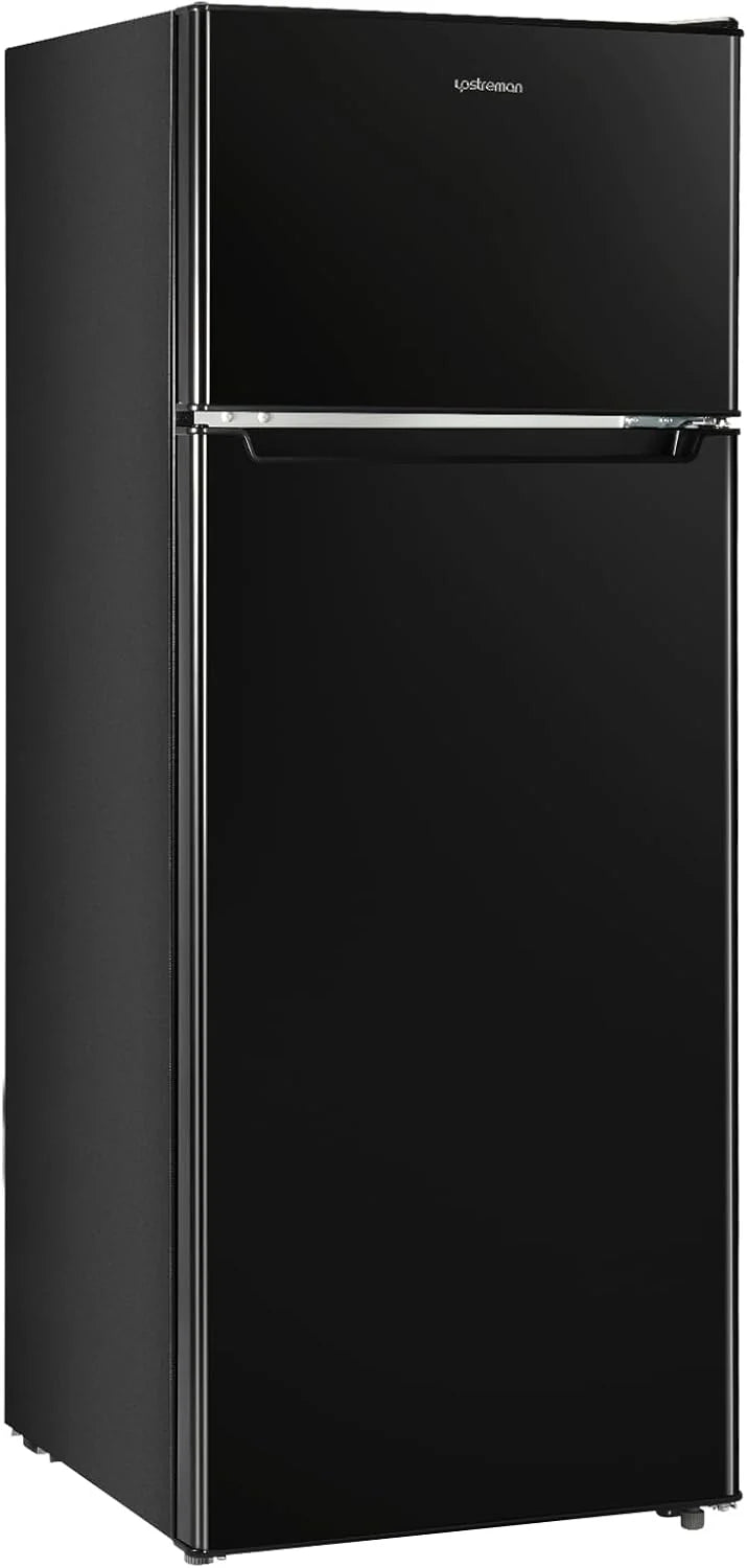 Upstreman 7.7 Cu.Ft. Refrigerator with Freezer, Double Door, Adjustable Thermostat, Large Capacity, Reversible Door Swing, Refrigerator for Apartment, Office, Dorm, Stainless (BD75)