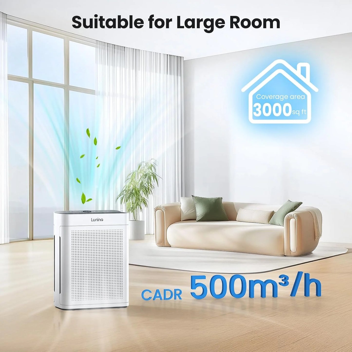 Air purifier for large rooms at home Dual-sided air purifier PM 2.5 display Air quality sensor