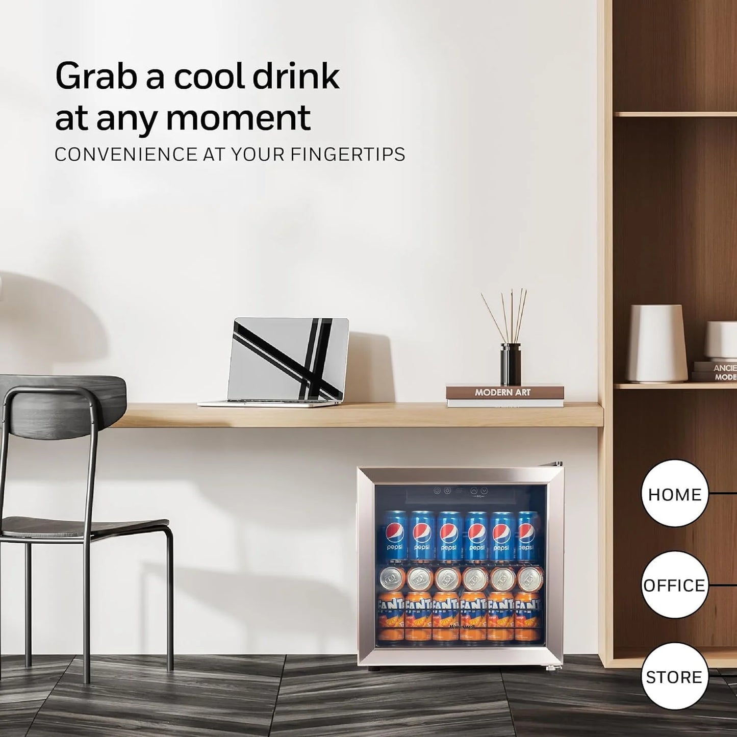 Beverage Refrigerator and Cooler, 115 Can Mini Fridge with Glass Door for Soda Beer or Wine for Office or Bar with Adjustable Removable Shelving