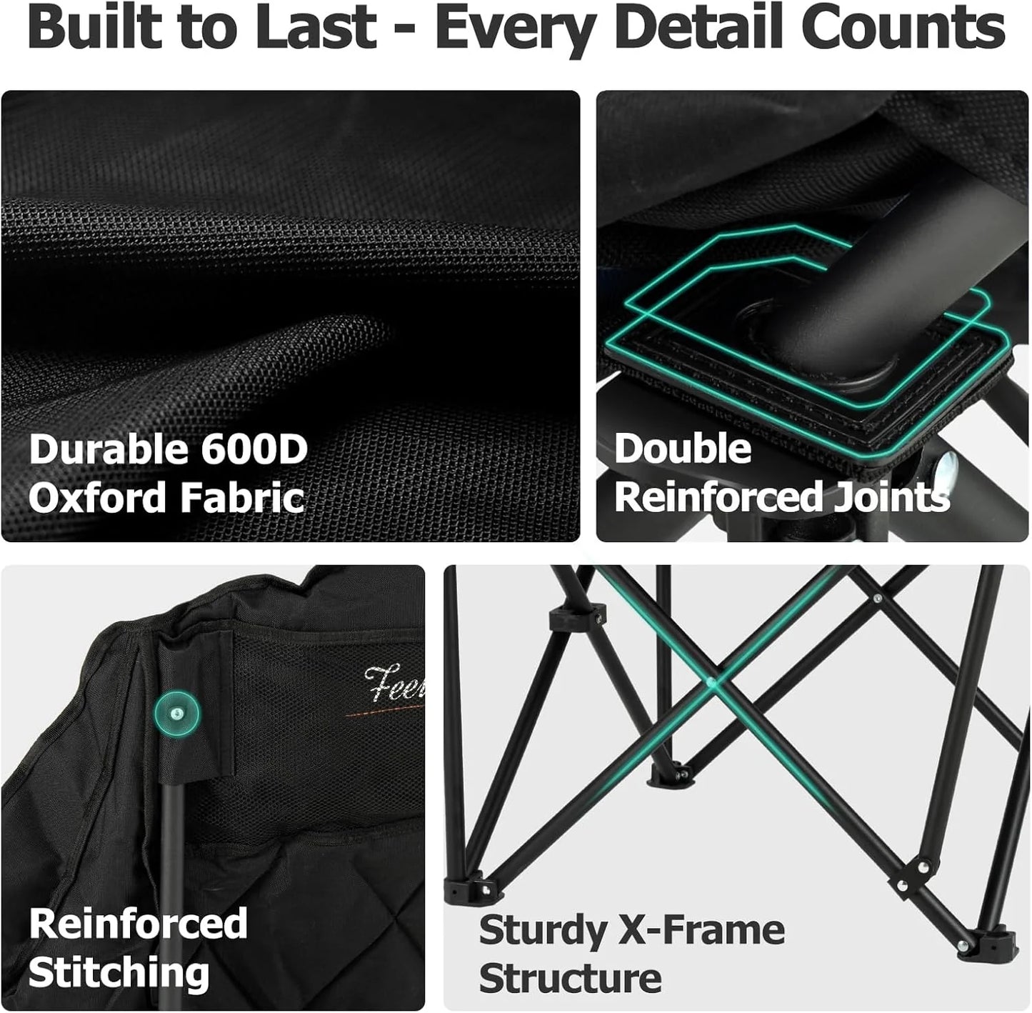 Extra Large Double Camping Chair - 2 Person Comfortable Sofa Chair Adult Loveseat - Heavy Duty Lawn Chair