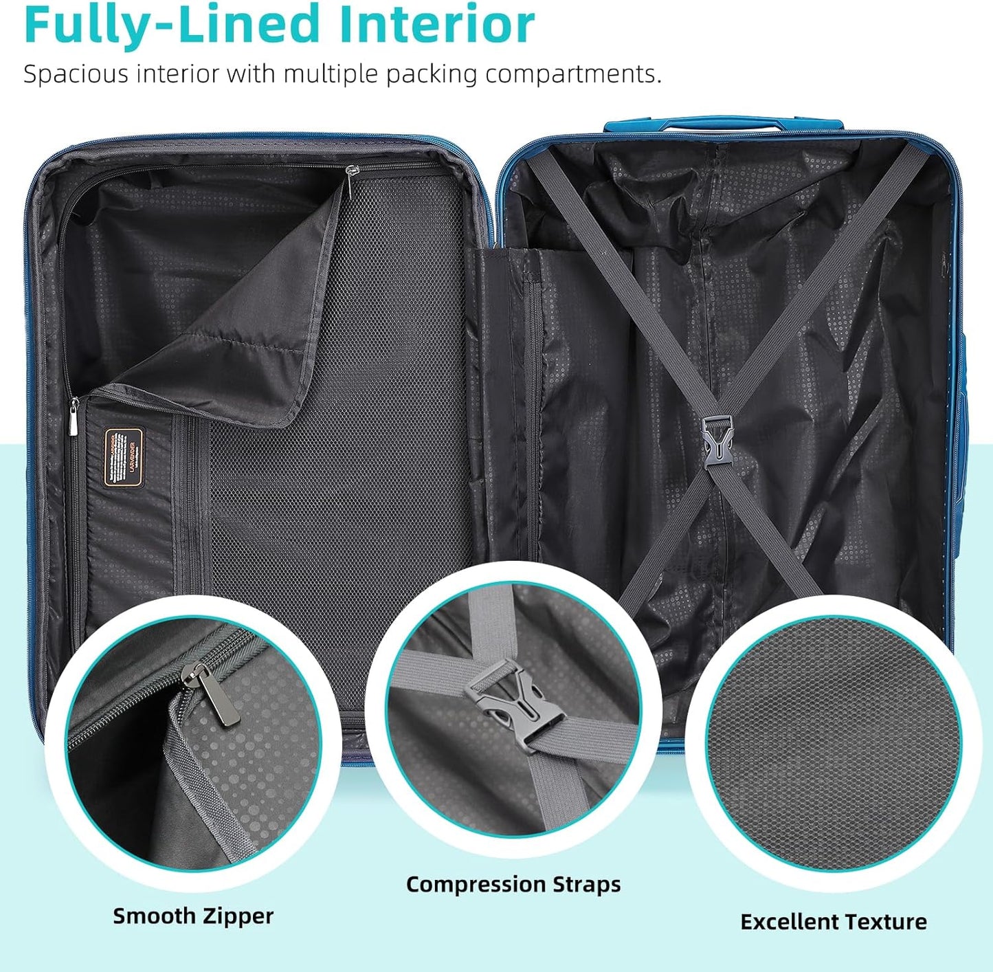 6-piece luggage set, expandable hardshell suitcase set with spinner wheels, lightweight rolling luggage set