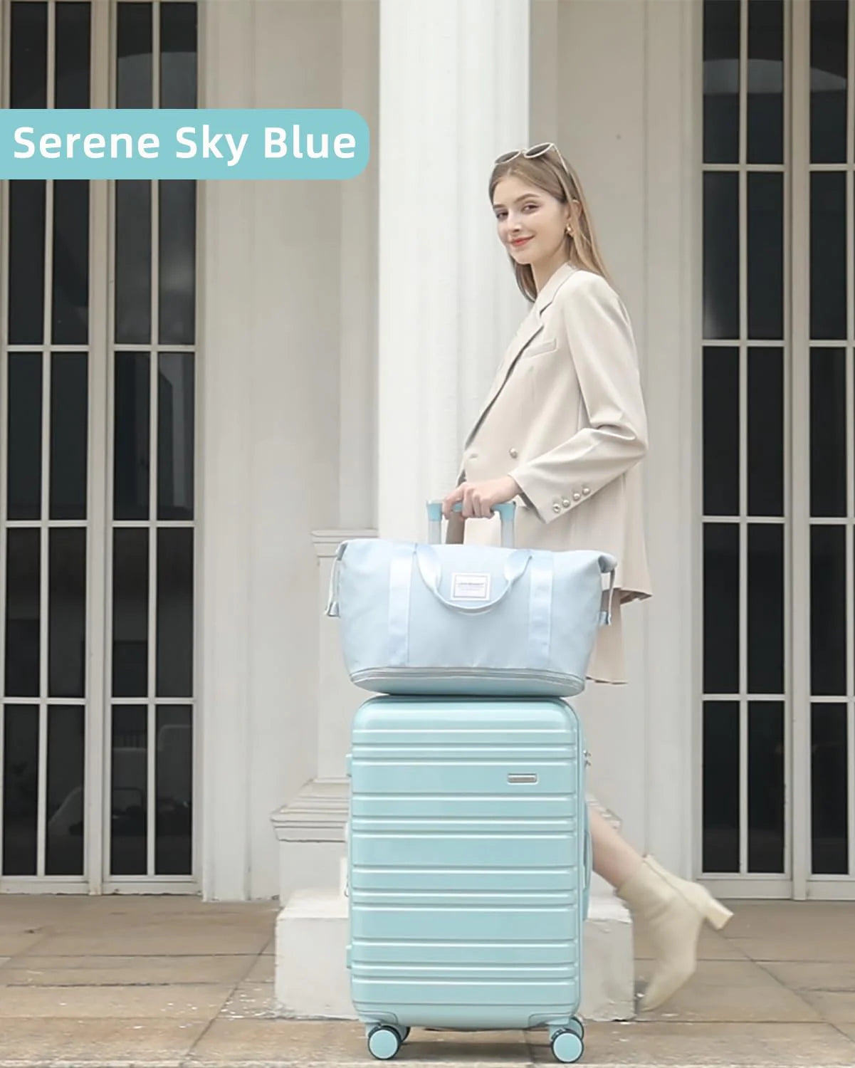 6-piece luggage set, expandable hardshell suitcase set with spinner wheels, lightweight rolling luggage set