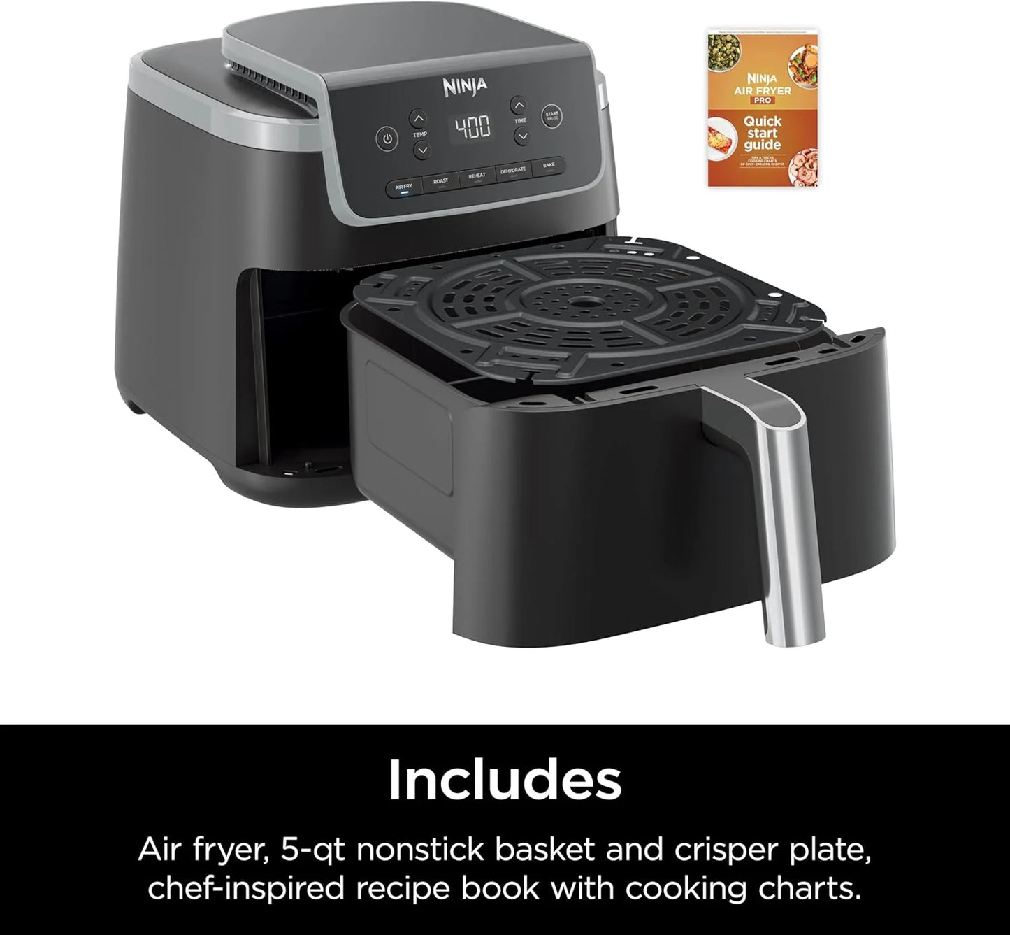 Ninja Air Fryer Pro 5-quart 4-in-1 air fryer that air fries, bakes, reheats, and dehydrates