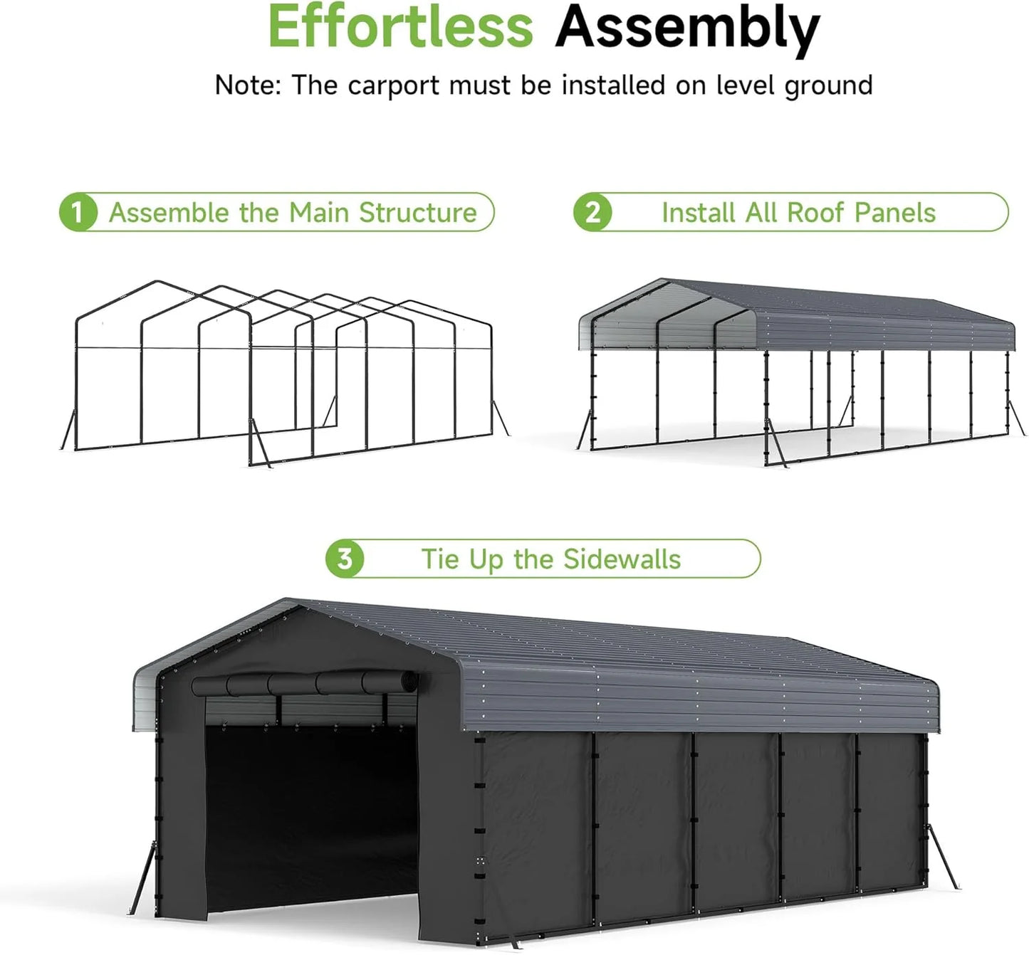 10'x15' Heavy Duty Metal Carport, Outdoor Garage Car Shelter Shade with Heavier Frame