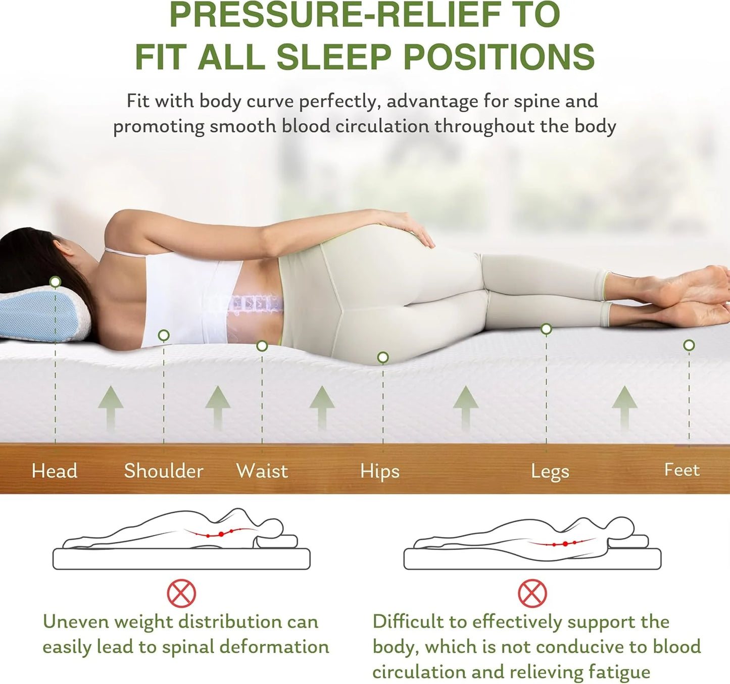 8-inch double mattress with memory foam for medium firm support