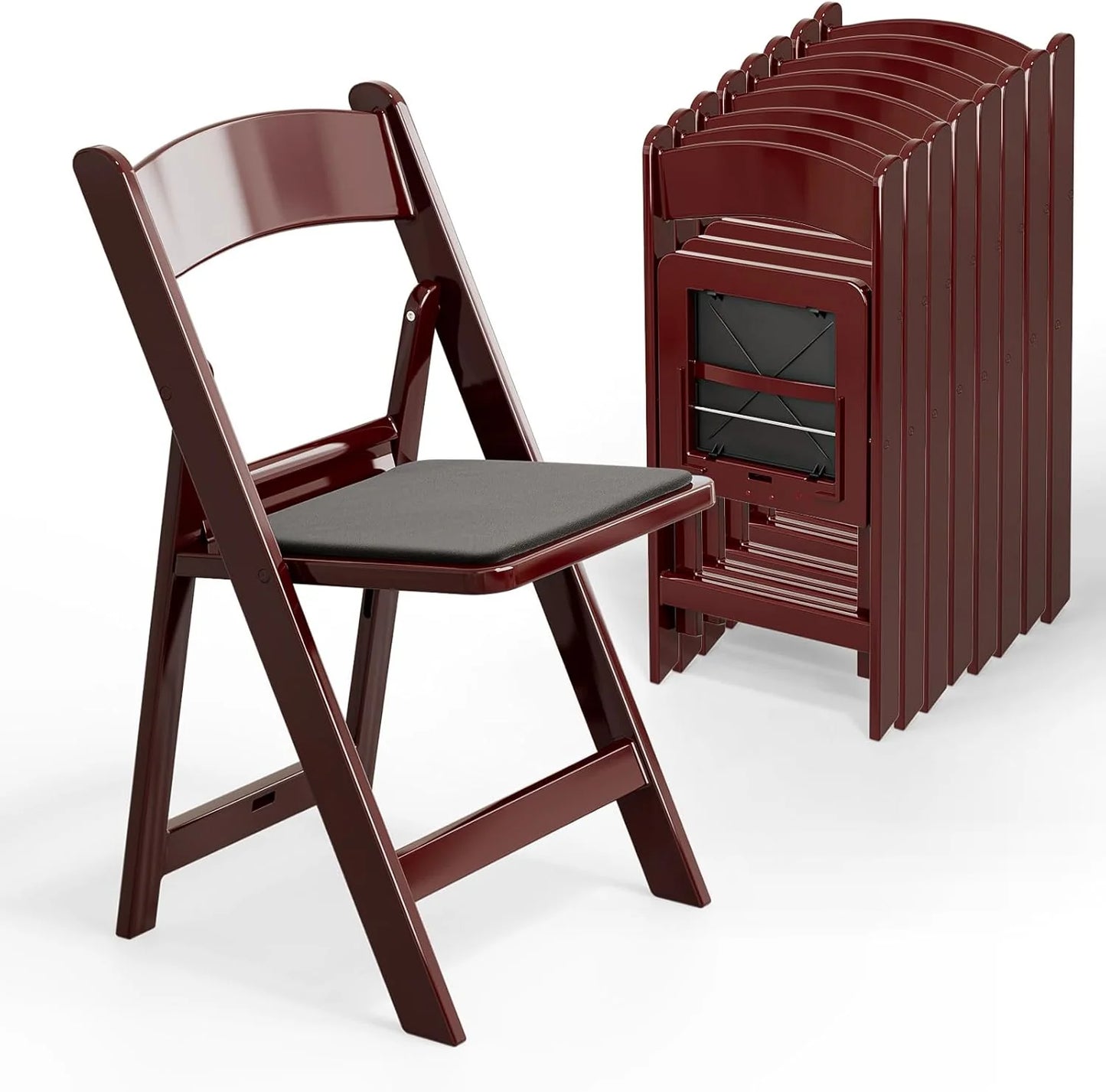 VINGLI Resin Folding Chair with Cushion Foldable Plastic Chair with Comfortable Cushioned Seat