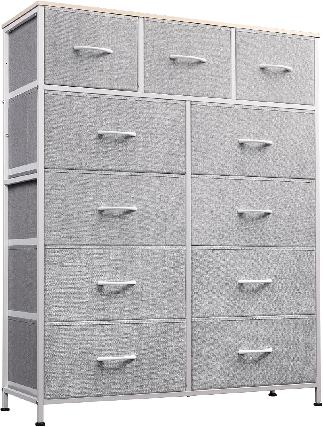 Storage Organizer Unit with 11 Fabric Bins, Storage Drawers Organizer with Steel Frame, Tall Storage Tower Organizaton
