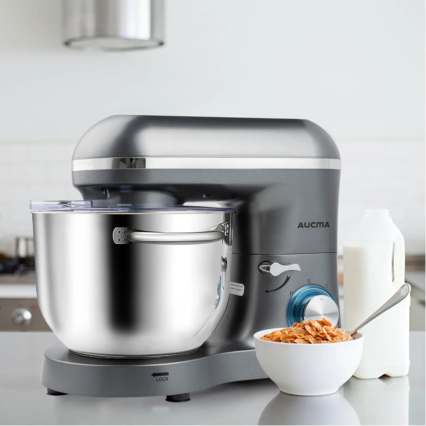 Aucma Stand Mixer,6.5-QT 660W 6-Speed Tilt-Head Food Mixer, Kitchen Electric Mixer with Dough Hook