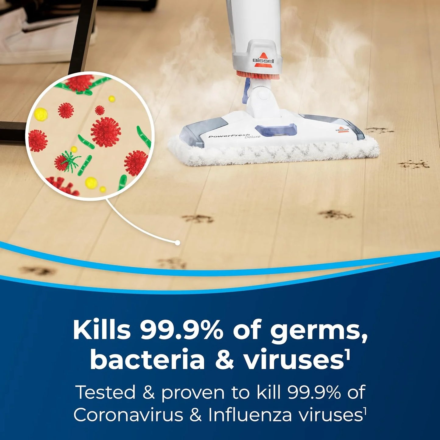 Steam Mop, Steamer, Tile, Hard Wood Floor Cleaner, 1806, Sapphire Powerfresh Deluxe