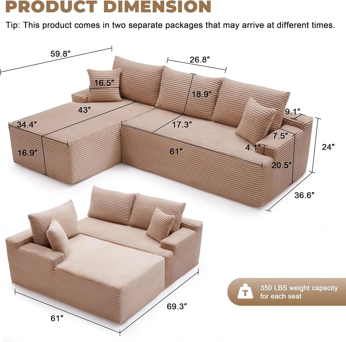 110-inch cloud sofa, boneless sofa in the living room, modular sofa with deep seats