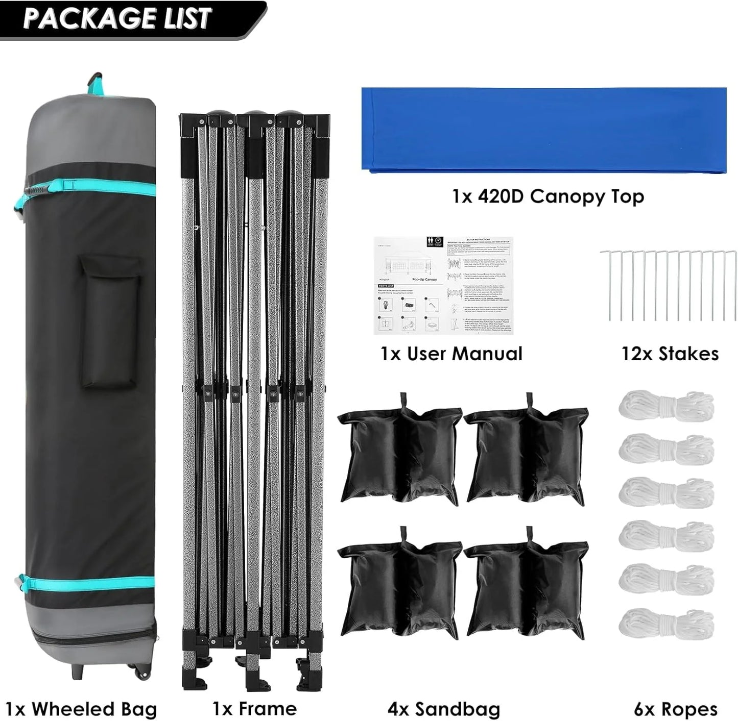 COBIZI 10x20 Heavy Duty Pop up Canopy Tent with 6 sidewalls Easy Up Commercial Outdoor Canopy Wedding Party Tents for Parties All Season Wind & Waterproof Gazebo with Roller Bag,Black(Frame Thickened)