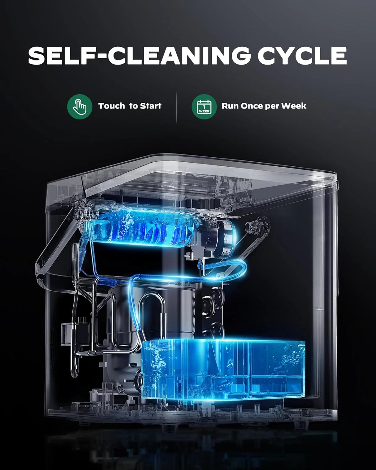 Silonn Countertop Ice Maker with Expanding Ice Basket, 9 Cubes in 6 Mins, 2.5L Ice Basket, Self-Cleaning Ice Maker with LED Touch Control, 2 Bullet Ice Sizes for Home, Kitchen, Office