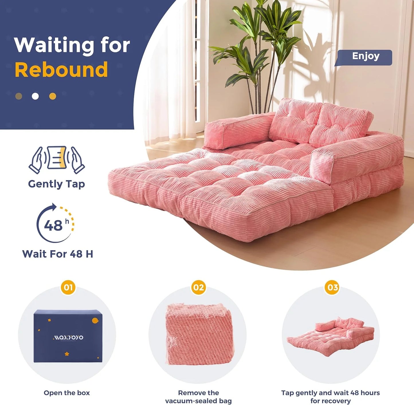 Folding Sofa Bed, L-Shaped Convertible Sofa Bed with Armrests and Pillows,